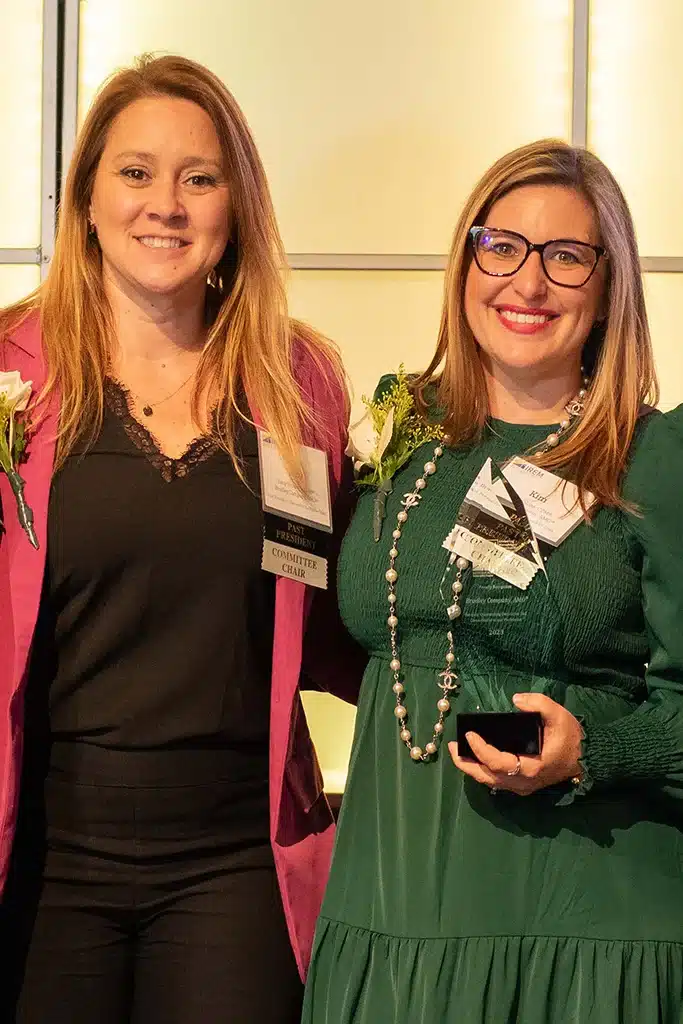 Indianapolis commercial property management team, Lacy Showers and Kim Collins, CPM, Chief Operating Officer, at IREM Indianapolis event